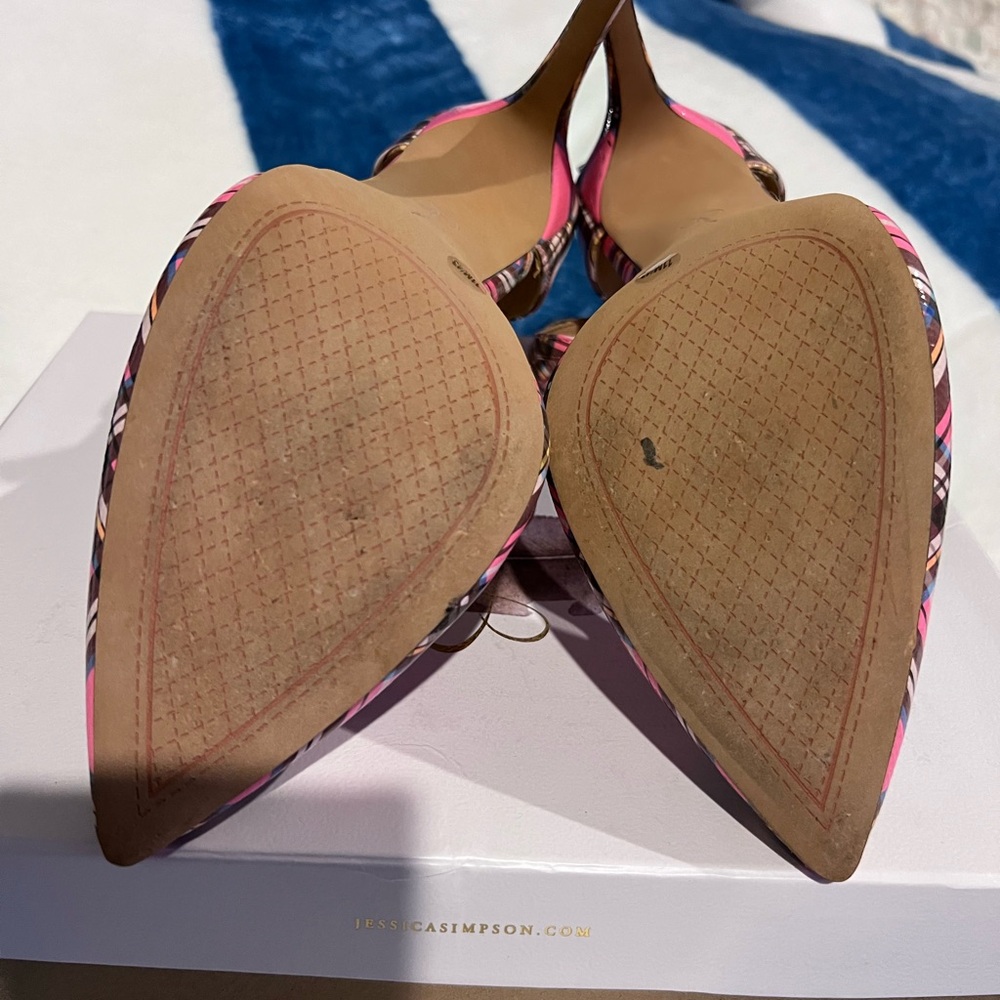 Jessica Simpson Pink Plaid Heels - Picture 3 of 3